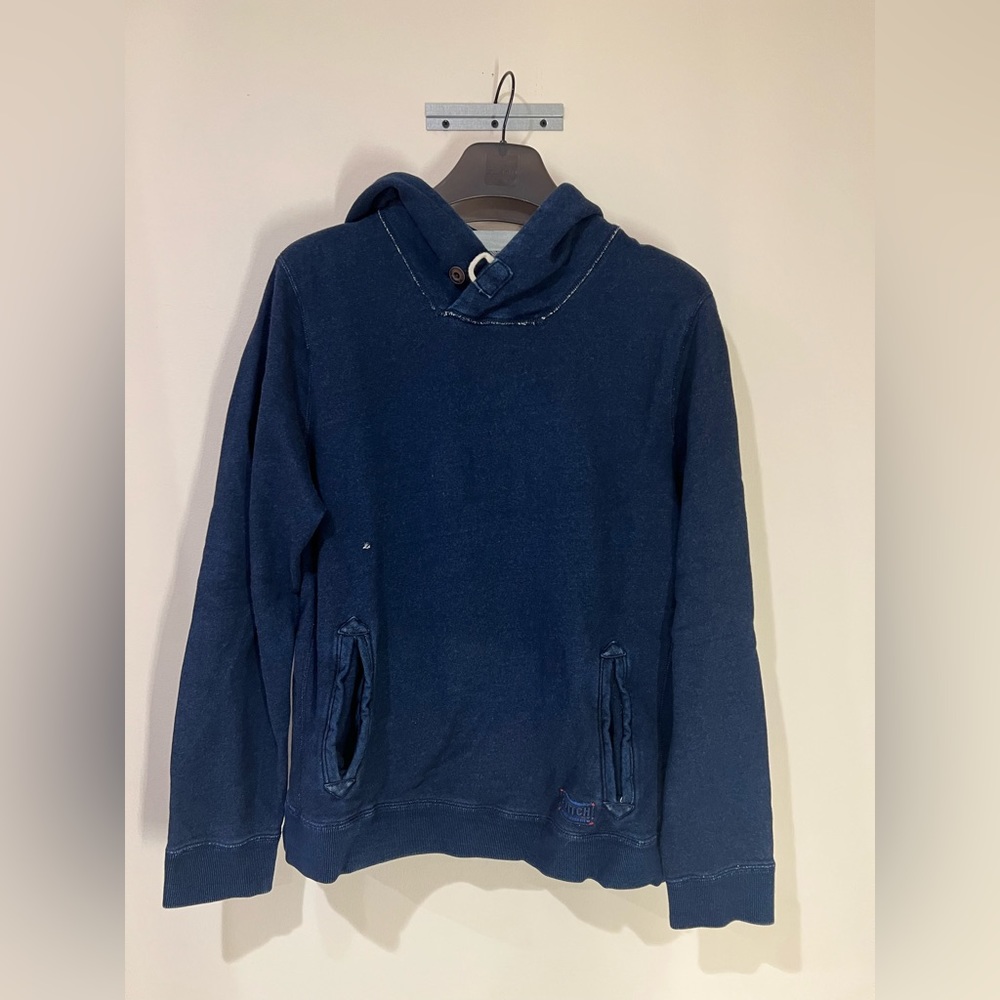 Men’s extra-large denim look kangaroo pocket, hooded sweatshirt, extra-large